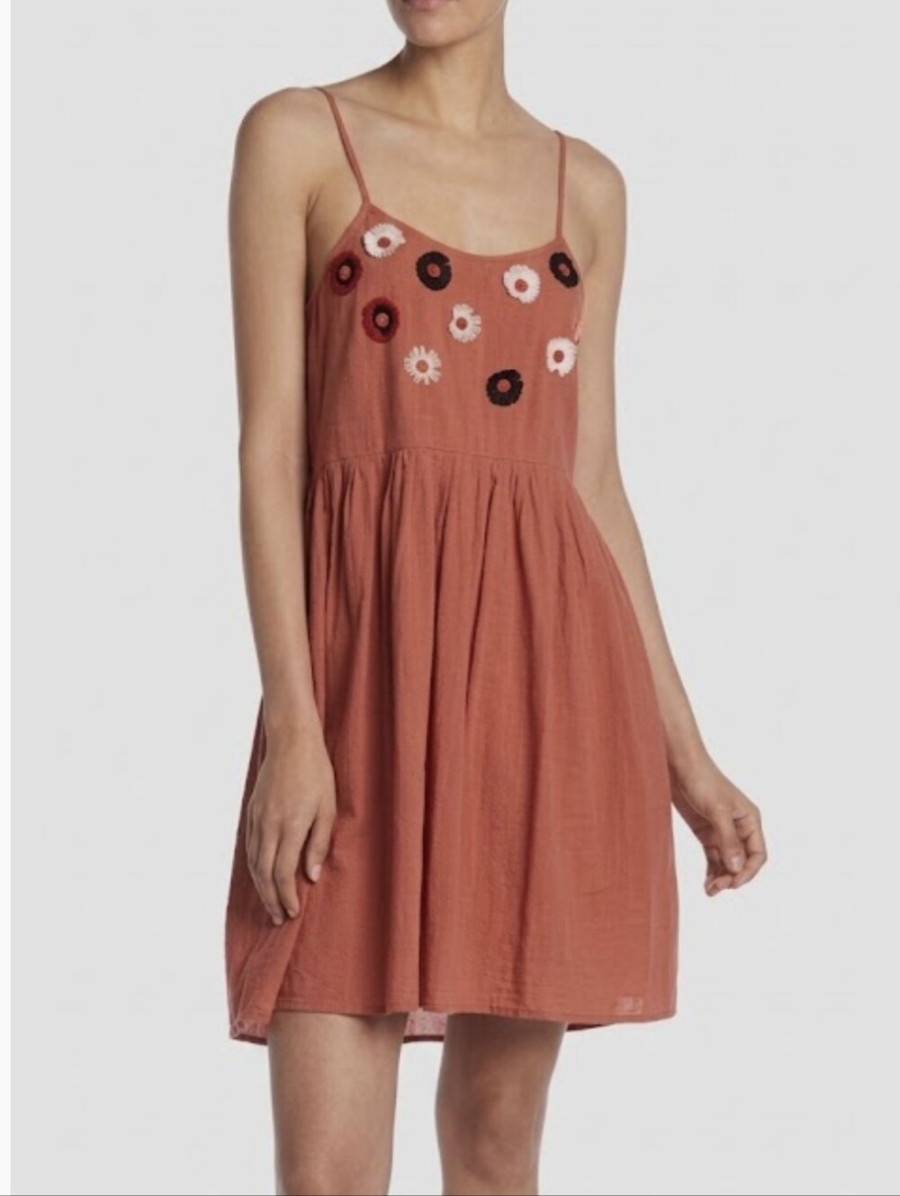 Madewell Embroidered Sunflower Cami Dress Terracotta Pink Size L